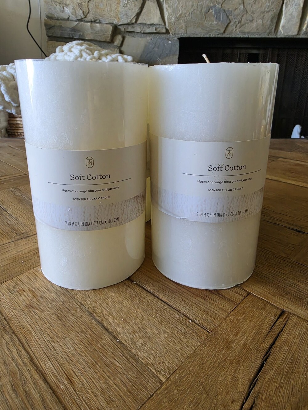 Threshold Soft Cotton Pillar Candles - White (4 Pack)